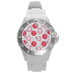 Fruit Patterns Bouffants Broken Hearts Dragon Polka Dots Red Black Round Plastic Sport Watch (l) by Mariart