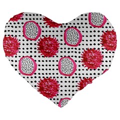 Fruit Patterns Bouffants Broken Hearts Dragon Polka Dots Red Black Large 19  Premium Heart Shape Cushions by Mariart