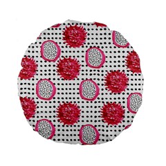 Fruit Patterns Bouffants Broken Hearts Dragon Polka Dots Red Black Standard 15  Premium Flano Round Cushions by Mariart