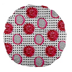 Fruit Patterns Bouffants Broken Hearts Dragon Polka Dots Red Black Large 18  Premium Flano Round Cushions