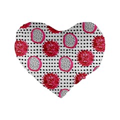 Fruit Patterns Bouffants Broken Hearts Dragon Polka Dots Red Black Standard 16  Premium Flano Heart Shape Cushions