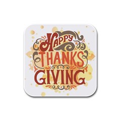 Happy Thanksgiving Sign Rubber Square Coaster (4 Pack) 