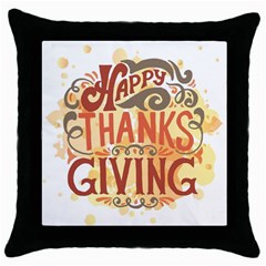 Happy Thanksgiving Sign Throw Pillow Case (black) by Mariart