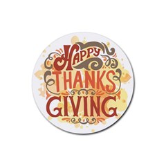 Happy Thanksgiving Sign Rubber Coaster (round) 