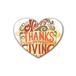 Happy Thanksgiving Sign Rubber Coaster (Heart)  Front