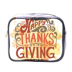 Happy Thanksgiving Sign Mini Toiletries Bags by Mariart