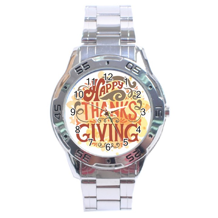 Happy Thanksgiving Sign Stainless Steel Analogue Watch