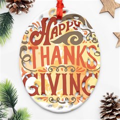 Happy Thanksgiving Sign Ornament (oval Filigree)