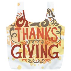 Happy Thanksgiving Sign Full Print Recycle Bags (l)  by Mariart