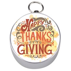 Happy Thanksgiving Sign Silver Compasses