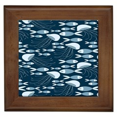 Jellyfish Fish Cartoon Sea Seaworld Framed Tiles by Mariart