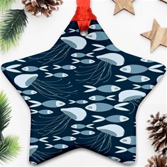 Jellyfish Fish Cartoon Sea Seaworld Ornament (star) by Mariart