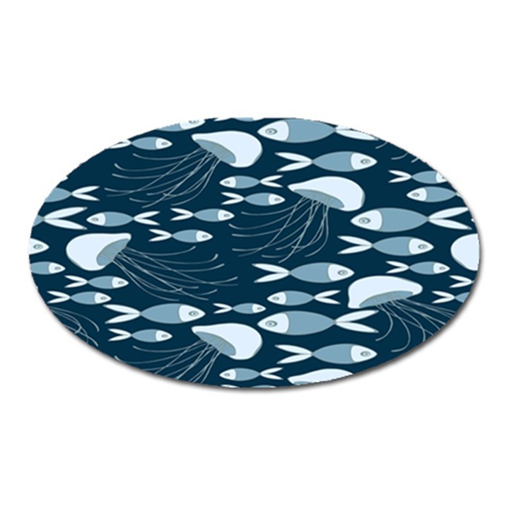 Jellyfish Fish Cartoon Sea Seaworld Oval Magnet