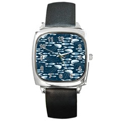 Jellyfish Fish Cartoon Sea Seaworld Square Metal Watch by Mariart