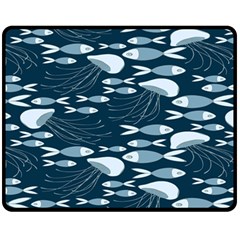 Jellyfish Fish Cartoon Sea Seaworld Fleece Blanket (medium)  by Mariart