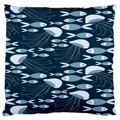 Jellyfish Fish Cartoon Sea Seaworld Large Cushion Case (two Sides) by Mariart