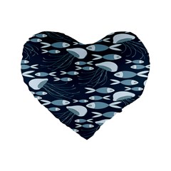 Jellyfish Fish Cartoon Sea Seaworld Standard 16  Premium Heart Shape Cushions by Mariart