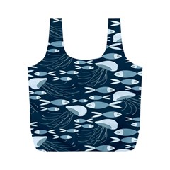 Jellyfish Fish Cartoon Sea Seaworld Full Print Recycle Bags (m)  by Mariart