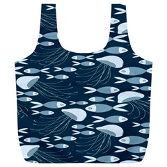 Jellyfish Fish Cartoon Sea Seaworld Full Print Recycle Bags (l)  by Mariart