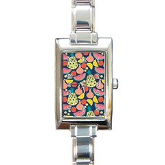 Fruit Pineapple Watermelon Orange Tomato Fruits Rectangle Italian Charm Watch by Mariart