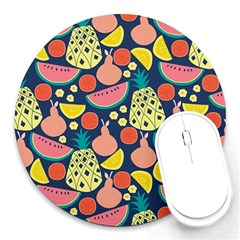 Fruit Pineapple Watermelon Orange Tomato Fruits Round Mousepads