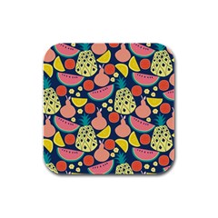 Fruit Pineapple Watermelon Orange Tomato Fruits Rubber Square Coaster (4 Pack)  by Mariart