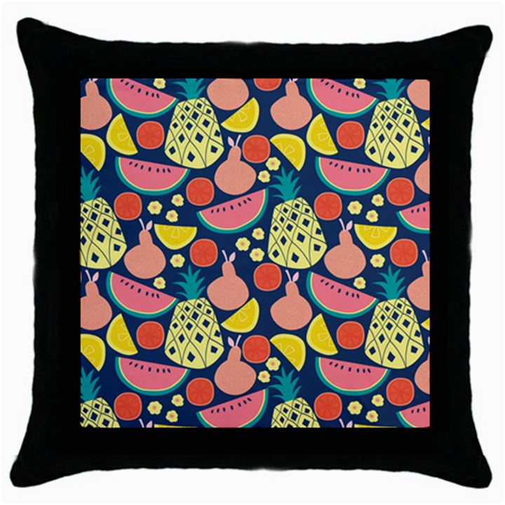 Fruit Pineapple Watermelon Orange Tomato Fruits Throw Pillow Case (Black)