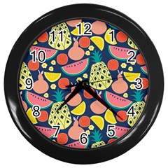 Fruit Pineapple Watermelon Orange Tomato Fruits Wall Clocks (Black)