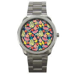 Fruit Pineapple Watermelon Orange Tomato Fruits Sport Metal Watch by Mariart