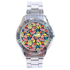 Fruit Pineapple Watermelon Orange Tomato Fruits Stainless Steel Analogue Watch by Mariart