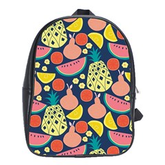 Fruit Pineapple Watermelon Orange Tomato Fruits School Bag (xl) by Mariart