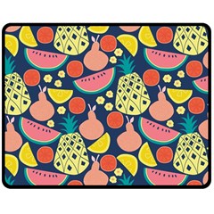 Fruit Pineapple Watermelon Orange Tomato Fruits Double Sided Fleece Blanket (medium)  by Mariart