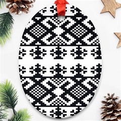 Model Traditional Draperie Line Black White Triangle Ornament (oval) by Mariart