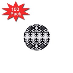 Model Traditional Draperie Line Black White Triangle 1  Mini Buttons (100 Pack)  by Mariart