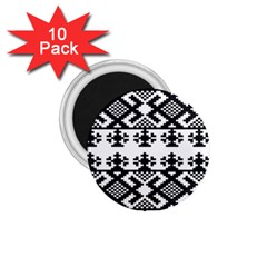 Model Traditional Draperie Line Black White Triangle 1 75  Magnets (10 Pack) 