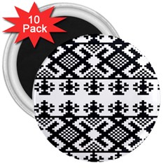 Model Traditional Draperie Line Black White Triangle 3  Magnets (10 Pack) 