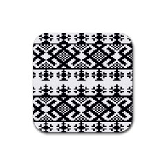 Model Traditional Draperie Line Black White Triangle Rubber Coaster (square)  by Mariart