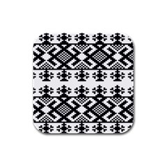 Model Traditional Draperie Line Black White Triangle Rubber Square Coaster (4 Pack) 