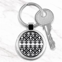 Model Traditional Draperie Line Black White Triangle Key Chains (round)  by Mariart