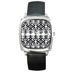 Model Traditional Draperie Line Black White Triangle Square Metal Watch by Mariart