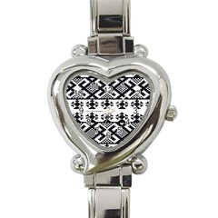 Model Traditional Draperie Line Black White Triangle Heart Italian Charm Watch by Mariart