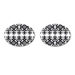 Model Traditional Draperie Line Black White Triangle Cufflinks (oval) by Mariart