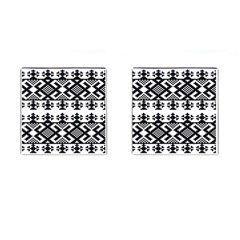 Model Traditional Draperie Line Black White Triangle Cufflinks (square)