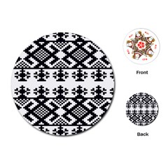 Model Traditional Draperie Line Black White Triangle Playing Cards (round)  by Mariart