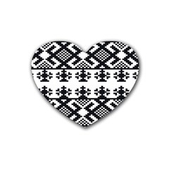 Model Traditional Draperie Line Black White Triangle Heart Coaster (4 Pack)  by Mariart