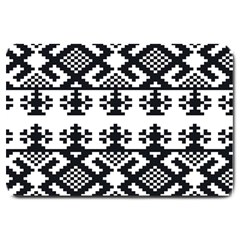 Model Traditional Draperie Line Black White Triangle Large Doormat  by Mariart