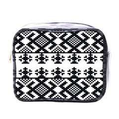 Model Traditional Draperie Line Black White Triangle Mini Toiletries Bags by Mariart