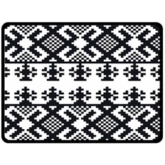 Model Traditional Draperie Line Black White Triangle Fleece Blanket (large)  by Mariart