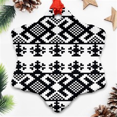 Model Traditional Draperie Line Black White Triangle Snowflake Ornament (two Sides)