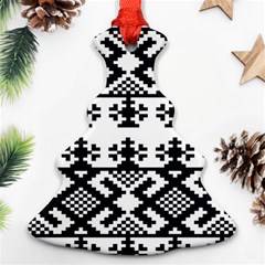 Model Traditional Draperie Line Black White Triangle Christmas Tree Ornament (two Sides) by Mariart